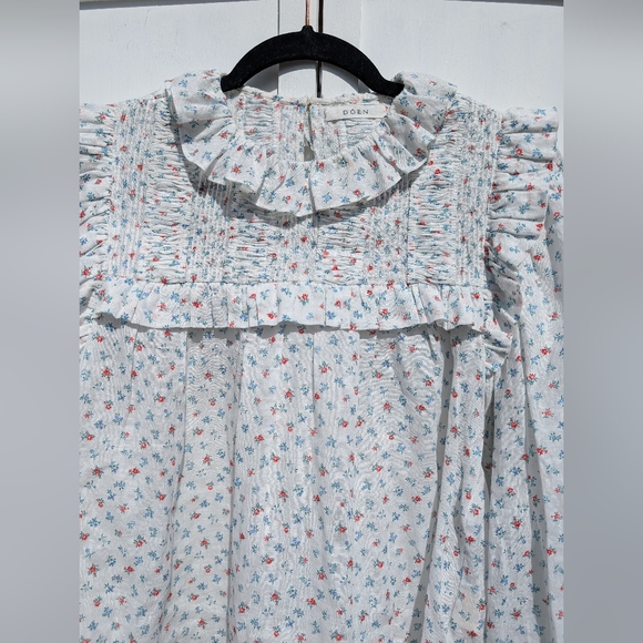 Doen Floral Ruffle Blouse - White and Pink - Picture 4 of 8